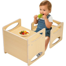 VEVOR Montessori laua-tooli komplekt väikelapse lauakomplekt (1 laud + 1 tool) puidust 1-5-aastastele, reguleeritava kõrgusega tegevuslaud, mängulaud lastele, ideaalne lugemiseks, toiduks, mängimiseks - naturaalne