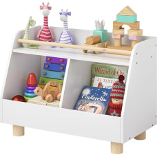 Bellabino Belly Montessori laste riiul, mänguasjade riiul, valge/loomulik, 2 sektsiooniga mänguasjade jaoks, mõõtmed (K x S x L): 52 x 38 x 72 cm