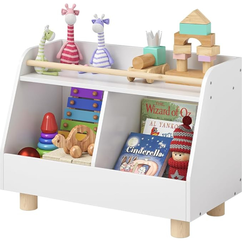 Bellabino Belly Montessori laste riiul, mänguasjade riiul, valge/loomulik, 2 sektsiooniga mänguasjade jaoks, mõõtmed (K x S x L): 52 x 38 x 72 cm