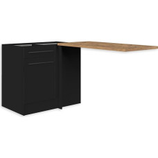 Jazz Modernne nurgaköögikapp töötasapinnaga, matt must, Lanzelot Oak Look - ruumikas nurgakapp, kus on palju hoiuruumi - 115 x 90 x 60 cm (B x K x S)