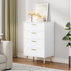 YITAHOME kaasaegne magamistoa kapp, puidust kapp, 4 sahtlit, magamistoamööbel, magamistoa hoiuruumid, lükanduksed, 62 x 35 x 96 cm (valge)