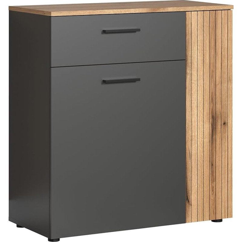 trendteam smart living - Esteban - sahtlikapp - Antratsiit/Evoke Tamm - Mitmeotstarbeline kapp 3 sektsiooniga ja 1 sahtliga - (S x K x S) 80 x 86 x 38 cm - Täielik pikendusfunktsiooniga