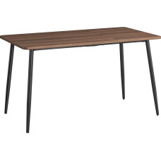 VASAGLE Dining Room Table Kitchen Table for 4-6 People Country House Style Heat Resistant Surface Easy Assembly 75 x 140 x 75 cm Natural Walnut Ink Black KDT100K02