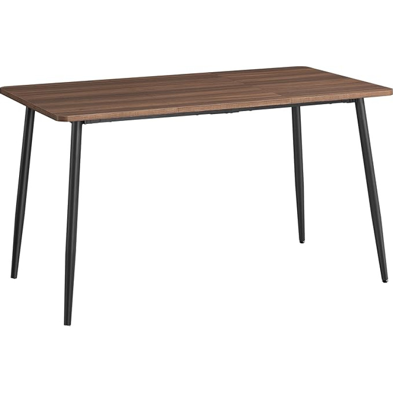 VASAGLE Dining Room Table Kitchen Table for 4-6 People Country House Style Heat Resistant Surface Easy Assembly 75 x 140 x 75 cm Natural Walnut Ink Black KDT100K02