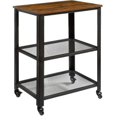 IBUYKE TMJ011H Serving Trolley, Kitchen Shelf, 60 x 40 x 81 cm, Trolley, Kitchen Shelf on 4 Wheels, Steel Frame, 3 Shelves, for Kitchen and Living Room, Industrial Design