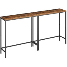 HOOBRO Narrow Console Tables, Set of 2, 75 cm Entrance Tables, Slim Sofa Tables, Side Tables, Display Stand for Hallway, Living Room, Entryway, Vintage Brown and Black EBF75XGP201