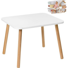 PlayPals Furniture Children's Table, Children's Table, White, Wooden Table for Children's Room, 50 x 70 x 46 cm, Gift for Children Aged 2, 3, 4, 5, 6, 7 Years, Self-Assembly Furniture - Table for