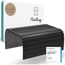 D&D Living® Sofa Tray - Couch Shelf Flexible for Armrest with Non-Slip Cork Pad | Tray for Sofa with 47 x 34 cm Sustainable Bamboo Black Large