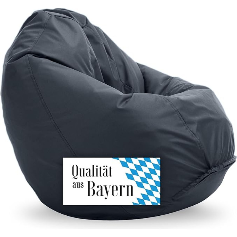 Bruni Classico L Bean Bag in Grey, XL Bean Bag for Adults and Children with Inner Bag for Reading, Removable Cover, Food-Grade EPS Beads as Bean Bag Filling, Made in Germany