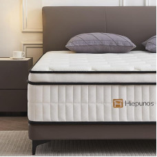Hiepunos Pocket Spring Mattress 180 x 200 cm Height 26 cm Height H3.7 Zones Spring Mattress Orthopaedic with Comfort Memory Foam Layer, Back-Reliefing, Oeko-Tex Certified