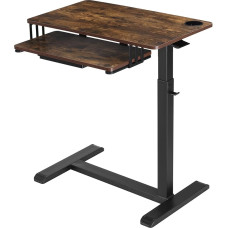 ETHU Bed Table with Wheels, Height-Adjustable Desk, Standing Desk with Keyboard Shelf and Concealed Wheels, 77 x 40 cm, Mobile Computer Desk for Home Office, Side Table with Hooks, Laptop Table
