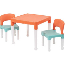 Liberty House Toys Childrens Plastic Table and 2 Chairs Set Green Orange White H430 x W510 x D510mm