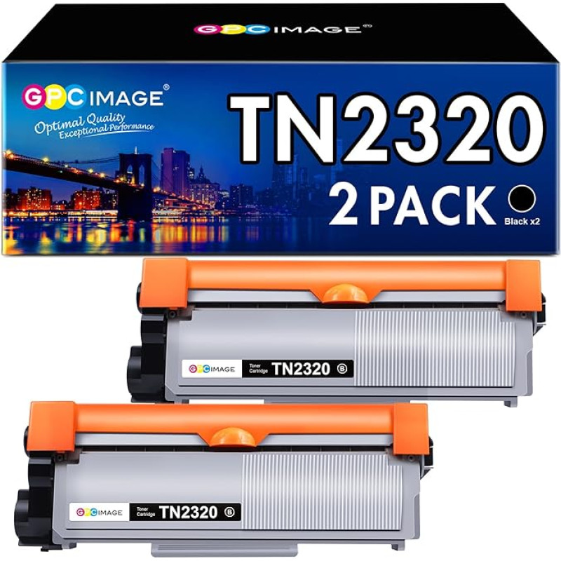 GPC Image TN2320 TN2310 TN-2320 TN-2310 Compatible Toner Cartridges Replacement for Brother MFC-L2700DW HL-L2340DW HL-L2360DN HL-L2300D DCP-L2500D DCP-L2520DW HL-L2365DW MFC-L2720DW (Black, 2-Pack)