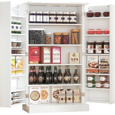 Yusong Kitchen Cabinet with Doors and Adjustable Shelves, 71 Inch Freestanding Cabinet for Dining Room, Living Room, White