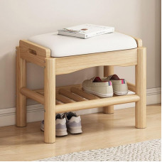 HMAKGG Wooden Shoe Bench with Seat, Bench with Storage Space, Small Shoe Cabinet with Bench, Shoe Rack with 2 Levels for Entrance Area, Hallway, Wardrobe, Living Room, 45 x 30 x 40 cm