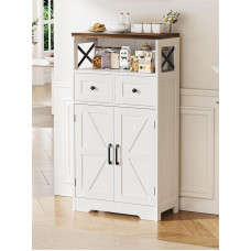 FiveWillowise Kitchen Cabinet, Sideboard with Drawers and Open Shelf, Sideboard, Kitchen Cabinet, Coffee Bar Cabinet for Kitchen, Dining Room, Living Room, 58 x 29 x 108 cm, White