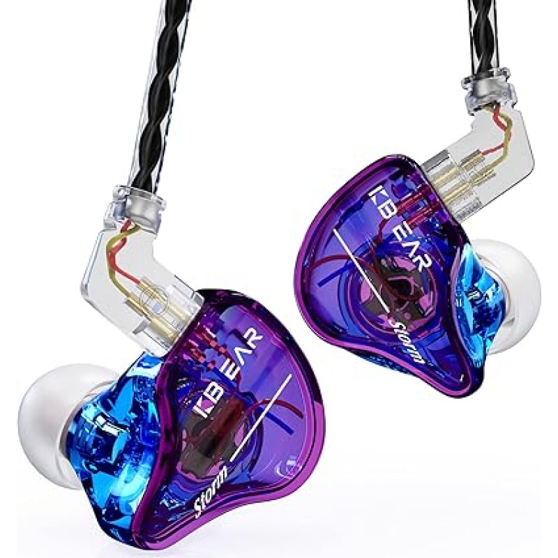 YINYOO KBEAR Storm Professional In-Ear Monitor Headphones for Singers, Drummers, Musicians, Custom Wired In-Ear Headphones IEM, High Resolution Detachable Silver Plated OFC Cable
