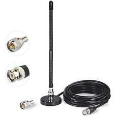 Bingfu CB Antenna 27 MHz CB Radio Antenna Soft Whip Magnetic Base BNC PL259 Connector CB Antenna Compatible with Cobra Midland Uniden Maxon President Portable CB Radio Mobile Scanner