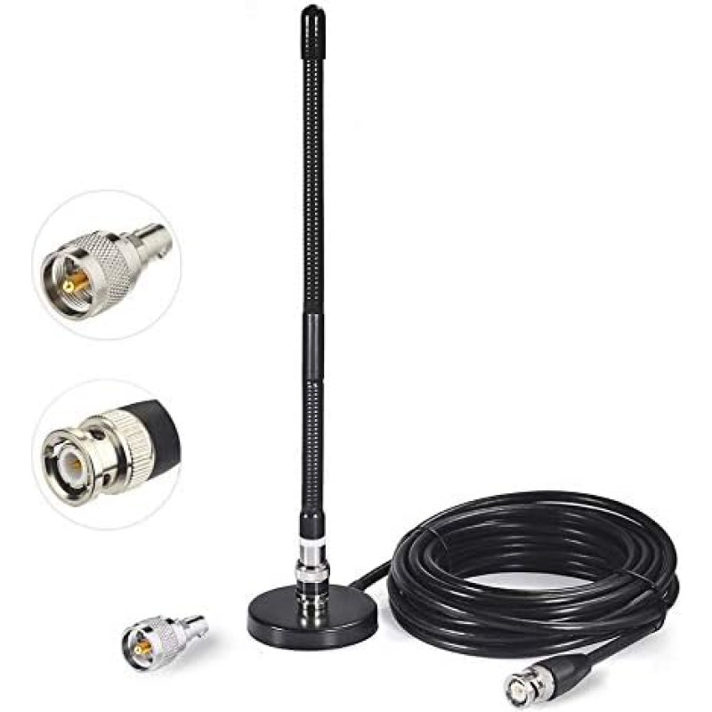 Bingfu CB Antenna 27 MHz CB Radio Antenna Soft Whip Magnetic Base BNC PL259 Connector CB Antenna Compatible with Cobra Midland Uniden Maxon President Portable CB Radio Mobile Scanner