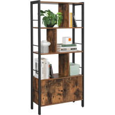 VASAGLE Bookcase, Bookcase with 4 Open Shelves, Spacious Living Room Cabinet, Kitchen, Office, Sturdy Steel Frame, Industrial Design, Vintage Brown/Black LBC022B01