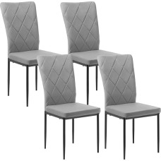WOLTU Dining Room Chairs Set of 4 for Dining Room Kitchen Living Room Office Kitchen Chairs Velvet with High Back Metal Legs Maximum Load 150 kg Dark Grey