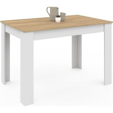 IDMarket - ROZY Rectangular Dining Table for 6 People White Beech Effect Top 110 cm