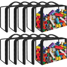Pack of 10 Extra Large Toy Storage Bags PVC Bags Storage Organiser Bags with Zip Waterproof Toy Bags for Board Games, Building Blocks, Toys, Books