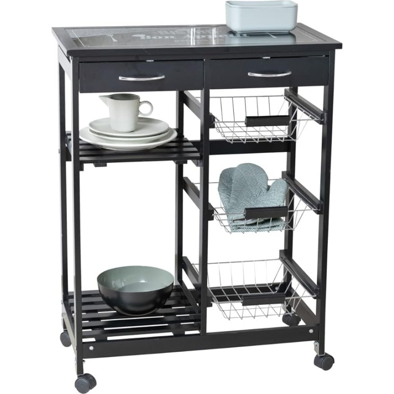 WENKO Kitchen Trolley Bon Appetit Kitchen Shelf Serving Trolley