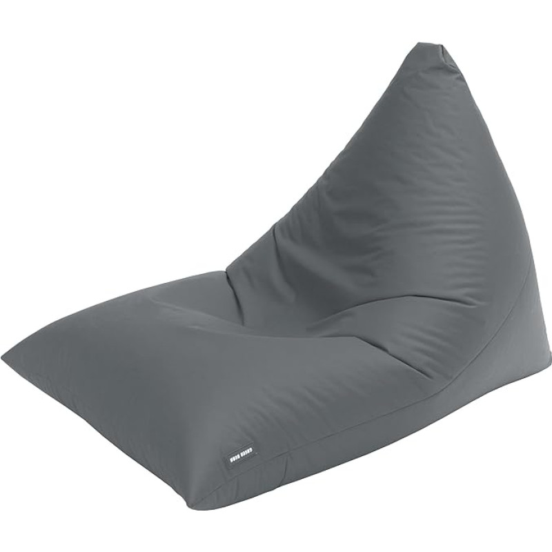 Green Bean Triangle Bean Bag 150 x 100 x 100 cm with 220 Litre EPS Bead Filling - Washable Cover - Outdoor Fabric Floor Cushion Seat Cushion - Grey