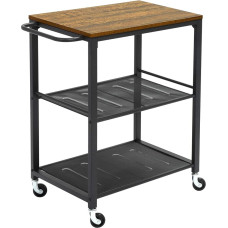 Meerveil Küchenwagen, Servierwagen auf 4 Rollen Bremse und 3 Böden ,Küchenregal mit Metallrahmen, Handlauf Design Rollwagen für Küche und Wohnzimmer, 60 x 40 x 78,5 cm, Industriestil