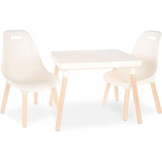 B. spaces Children's Table with 2 Chairs - Children's Seating Set - 1 Table and 2 Children's Chairs with Wooden Legs for Children from 3 Years (3 Pieces) Children's Furniture, Cream White