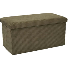 HOME DECO FACTORY, HD0535 Green Ribbed Foldable Bench Chest - Elegant and Multifunctional Design, Practical Storage, Seat Comfort, 76 x 38 x 38 cm, Green