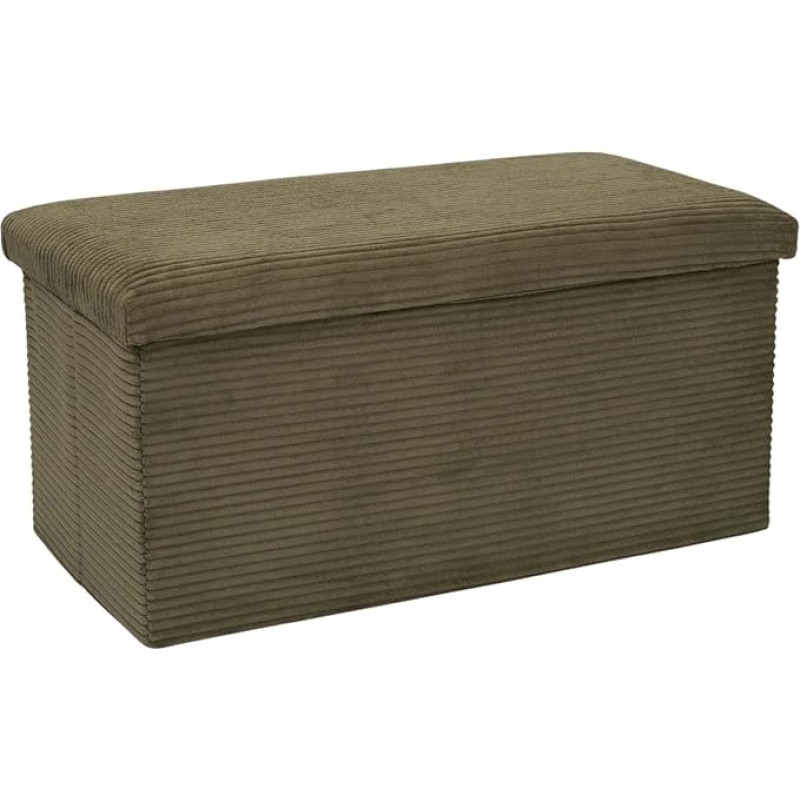 HOME DECO FACTORY, HD0535 Green Ribbed Foldable Bench Chest - Elegant and Multifunctional Design, Practical Storage, Seat Comfort, 76 x 38 x 38 cm, Green