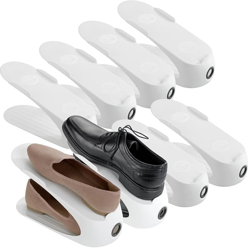 WENKO Shoe Holder White Set of 8 with Finger Hole for Easy Handling White