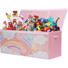 ELUCHANG Toy Storage Box, 147L Large Foldable Kids Toy Boxes and Boxes for Boys and Girls, Toy Storage Organizer with Hinged Lid, Kids Storage Box for