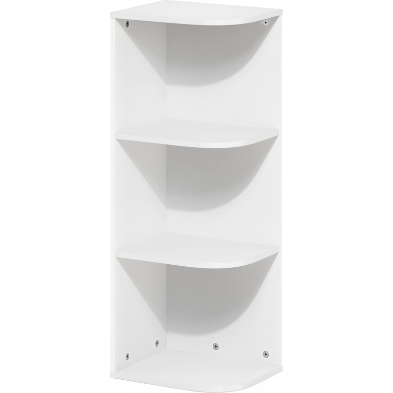 Furinno Pasir 3-Tier Corner Bookcase with Open Shelf, White