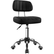 BFTOU Black Square Swivel Stool with Wheel Perfect for Work SPA Shop Massage Height-Adjustable and Cost-Effective Rolling Stool Chair with Back