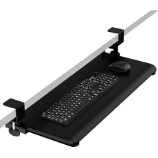 ERGOMAKER Keyboard Tray, Keyboard Drawer Under-Desk Mounting with C-Clip Attachment, Ergonomic Design, Keyboard Tray for Typing 650 x 300 mm, Office and Home (Black)