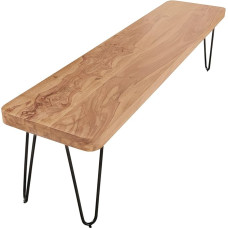 WOHNLING Bagli Dining Room Bench Solid Acacia Wood 120 x 45 x 40 cm Design Wooden Bench Natural Product Kitchen Bench Country House Style Dark Brown Bench 3-Seater for Indoor Use without Backrest Real