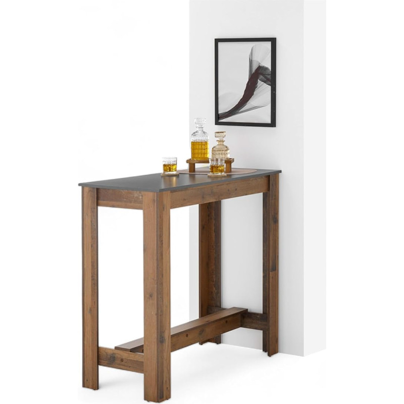 MODESTO Bar Table in Anthracite / Old Style Look - Modern High Table for Kitchen and Dining Room - 115 x 103 x 50 cm (W x H x D)