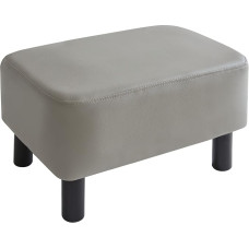 YMYNY Rectangular Footstool Bench 42 x 29 x 23 cm Padded PU Leather Stool with Wooden Legs Space Saving Sturdy Waterproof for Home Hallway Office Grey HD-HRF-BD211