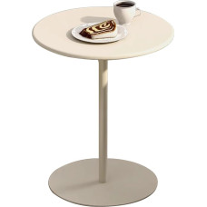 Beige Runder Couchtisch mit Metallfuß Stilvoller Ess- & Bartisch für Bistro Küche & Wohnzimmer Cocktail Hochtisch (40 x 40 x 50 cm)