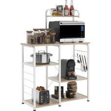 SogesHome 4 Tier Kitchen Rack Baker Microwave Standing Shelf Storage Trolley Workstation Shelf White Oak 172-MO-SH