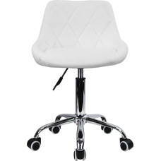 KKTONER Swivel Stool with Backrest Height-Adjustable PU Leather White