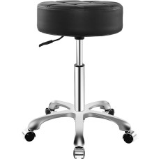Ainilaily Roller Stool, Height Adjustable, 12 cm, Upholstered Stool with Wheels, Workshop Stool, Seat Height, Office Stool, Swivel Stool, Work Stool (Black)
