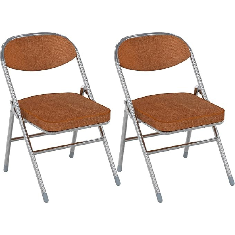 PIPIPOXER Set of 2 Dining Room Chairs, Folding Chairs with Backrest, Corduroy Seat, Seat Width 40 cm, 5 cm Thick Padding, Folding Chairs, Living Room Chair, Kitchen Chair, Maximum Load 175 kg, Metal