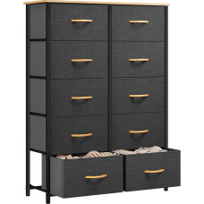 YITAHOME Chest of Drawers with 10 Drawers, Fabric Chest of Drawers for Bedroom, Living Room, Cupboard, Sturdy Steel Frame, Easy to Pull, Fabric Baskets and Wooden Surface, Dark Grey