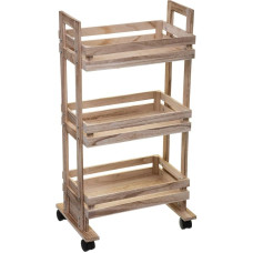 Serving Trolley with Wheels 3 Shelves Wooden Cagette 5 five simply smart