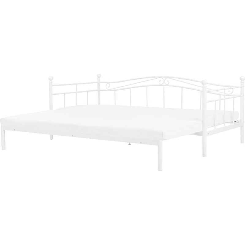 Beliani Elegant Metal Bed 80 x 200 cm White Tulle