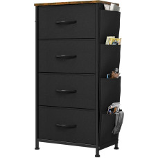 YITAHOME Chest of Drawers, 4 Fabric Drawers with Handles, Storage Cabinet with Hooks, Drawer Cabinet with Side Pockets, Cupboard, Metal Frame, Fabric Chest of Drawers for Bedroom, Living Room,